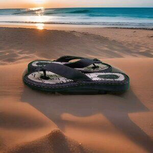 ✅BOC Born Concept Sandal Womens 7/38 Black Thong Flip Flop Casual Leather BC3297